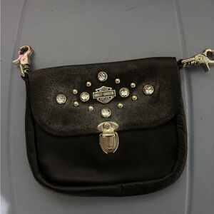Harley-Davidson Black Crystal Embellished Clutch